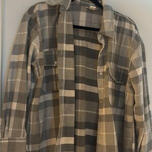 Gray Plaid Button-Up Shirt